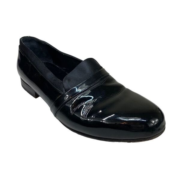 Mezlan Mirage Black Patent Leather Formal Tuxedo Dress Shoes 8.5 WIDE Loafers - Picture 1 of 9